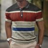 Vintage Polo Shirt For Men (Stripes Pattern Summer Casual)