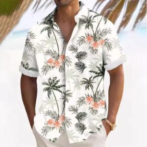 Summer Hawaiian Shirt - Printed Shirt (Floral Coconut Tree)
