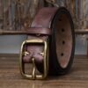 Genuine Leather Belt High Quality Retro Luxury Strap (3.8CM Thick Cowhide Copper Buckle)