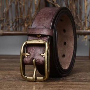 Genuine Leather Belt High Quality Retro Luxury Strap (3.8CM Thick Cowhide Copper Buckle)