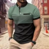Men'S Casual Short Sleeve Polo Shirt (Striped Design Sporty Style Golf Henry's Shirt)